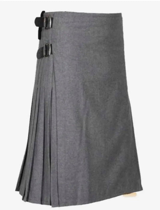 Light Grey Cotton Utility Kilt: Scottish Menswear