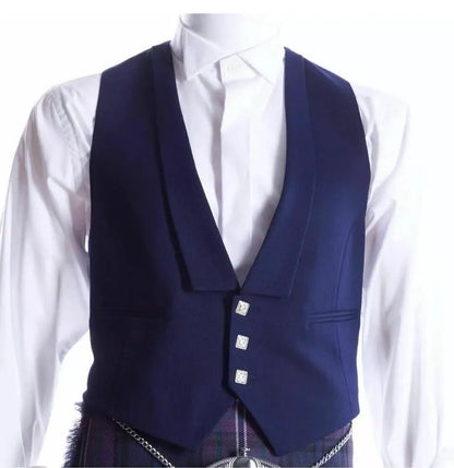 Scottish Men’s Blue Wool Prince Jacket & Vest Wedding Jacket
