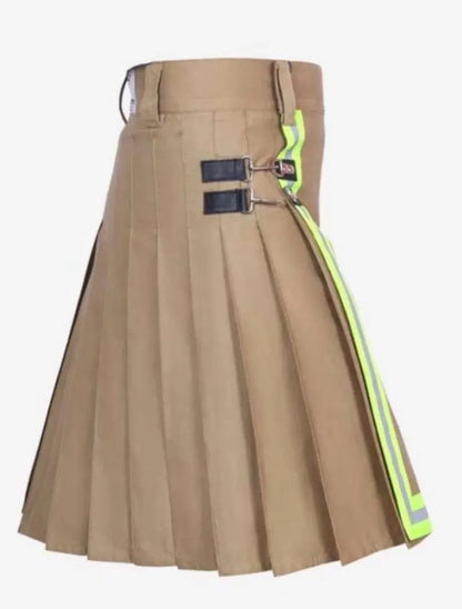 Scottish Khaki Firefighter Utility Kilt For Men’s