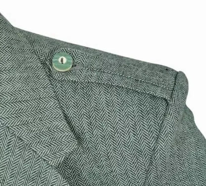 Scottish Men’s Lovat Green Tweed Argyle Kilt With Wool Vest Jacket