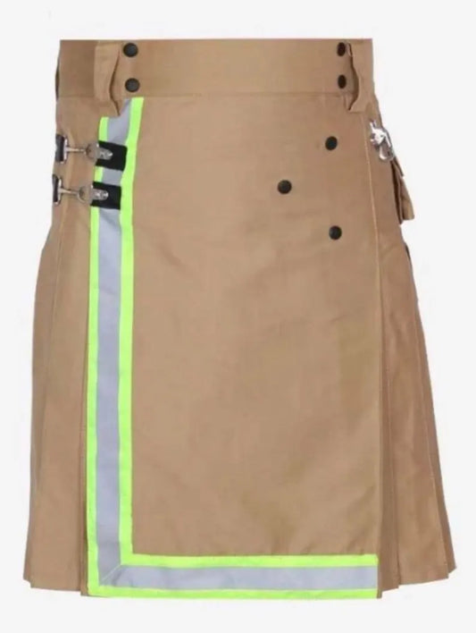 Scottish Khaki Firefighter Utility Kilt For Men’s