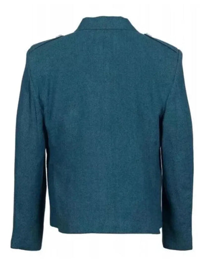 Scottish Men’s Argyle Tweed Blue Colour Coat With Vest Wedding Jacket