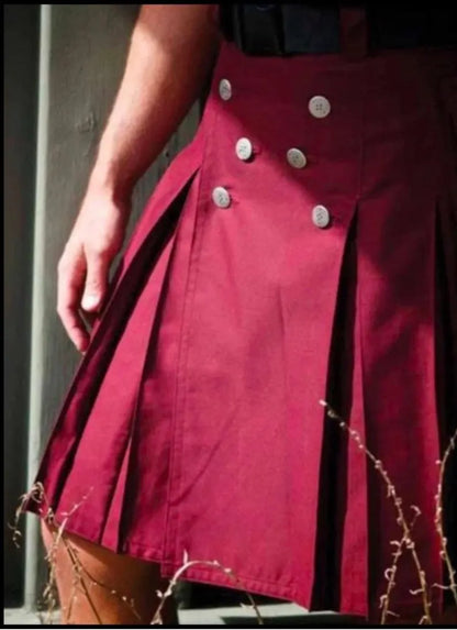 Scottish Maroon Tactical Cargo kilt For Men’s