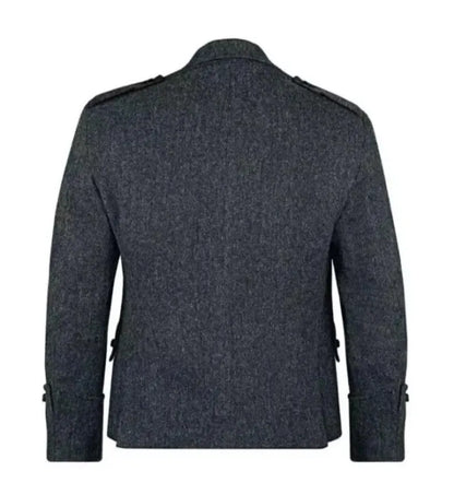 Scottish Men’s Charcoal Grey Blazer Wool Argyle Kilt Jacket