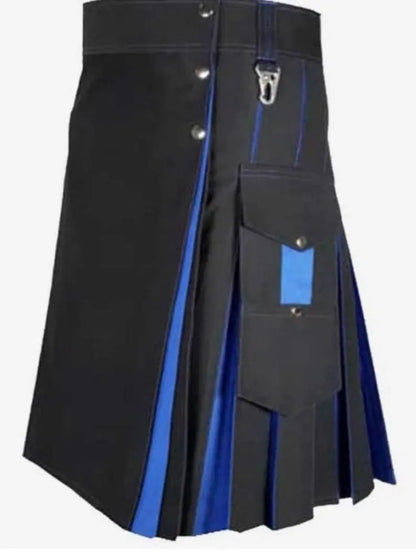Scottish Luxury Black & Blue Kilt For Men’s