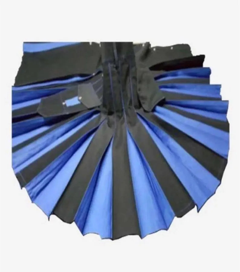 Scottish Luxury Black & Blue Kilt For Men’s