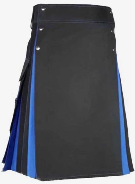 Scottish Luxury Black & Blue Kilt For Men’s