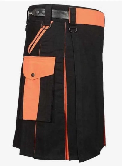 Scottish Black & Orange Kilt for Men’s