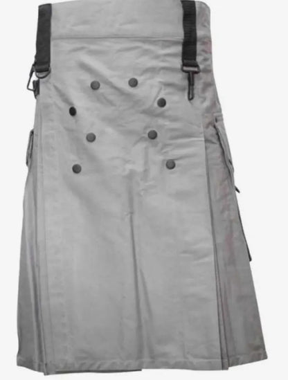 Scottish Men Fashion Grey Utility Kilt