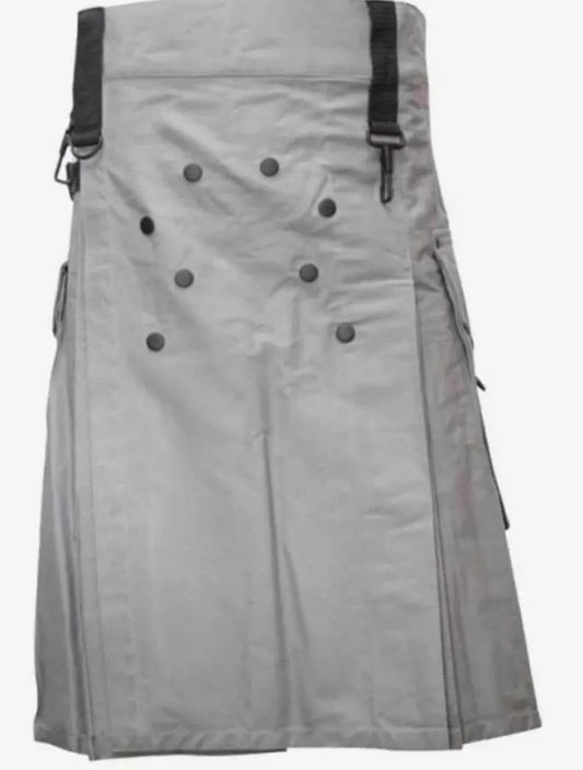 Scottish Men Fashion Grey Utility Kilt