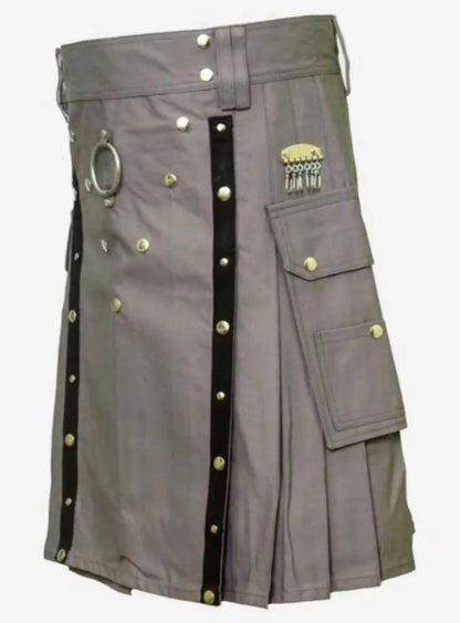 Scottish Modern Fashion Style Grey Kilt For Men’s