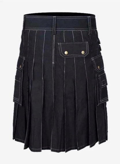 Scottish Trendy Black Utility Kilt For Men’s