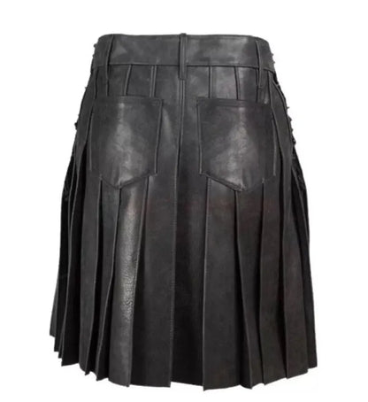 Handmade Leather Kilt for Men: Full Pleated Design