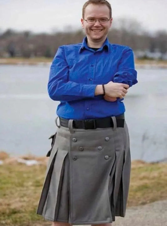 Scottish Luxury Cargo Utility Kilt With Dual Pockets