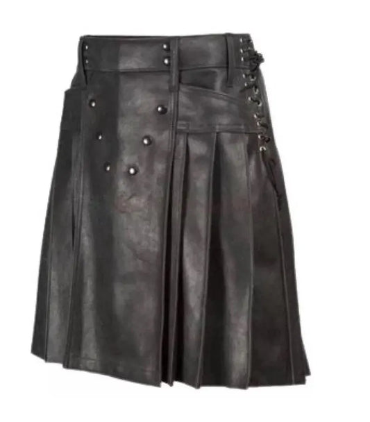 Handmade Leather Kilt for Men: Full Pleated Design