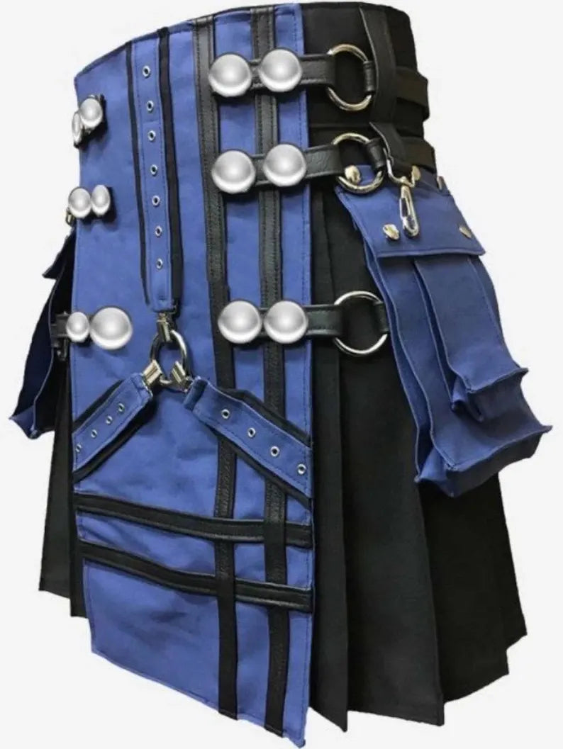 Scottish Black Art Canvas With Blue Fornt Removeable Pockets For Men’s