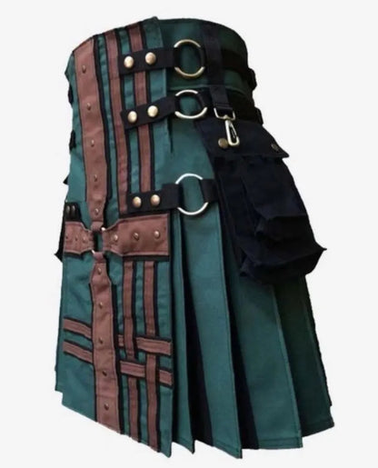 Scottish Green & Brown Colour Scheme Hunter Kilt For Men’s