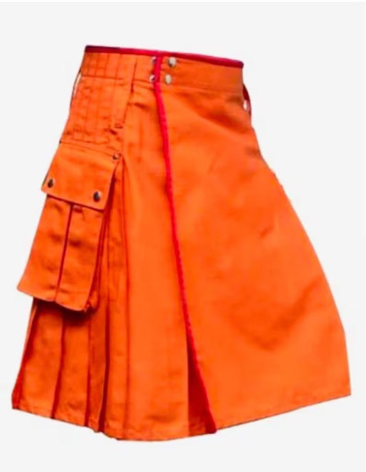 Scottish Premium Orange Utility Kilt For Men’s