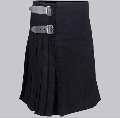 Scottish plain Black Tartan Kilt For Men Custom Handmade Traditional 8 Yard kilts