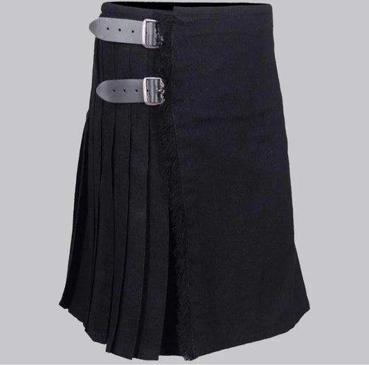 Scottish plain Black Tartan Kilt For Men Custom Handmade Traditional 8 Yard kilts