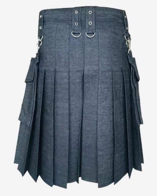 Scottish Blue Modern Denim kilt Outfits Kilt For Men’s