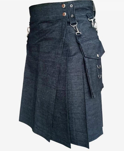 Scottish Blue Modern Denim kilt Outfits Kilt For Men’s