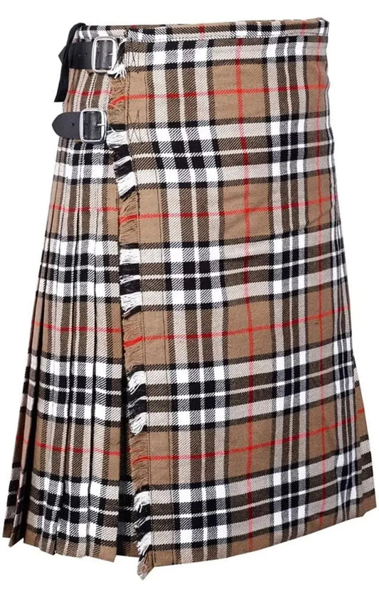 Scottish Thomson Camel Tartan Kilt For Men Custom Handmade Traditional 8 Yard kilts