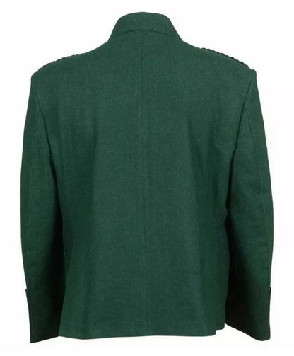 Scottish Men’s Dark Green Argyle Wool Kilt Jacket with Vest