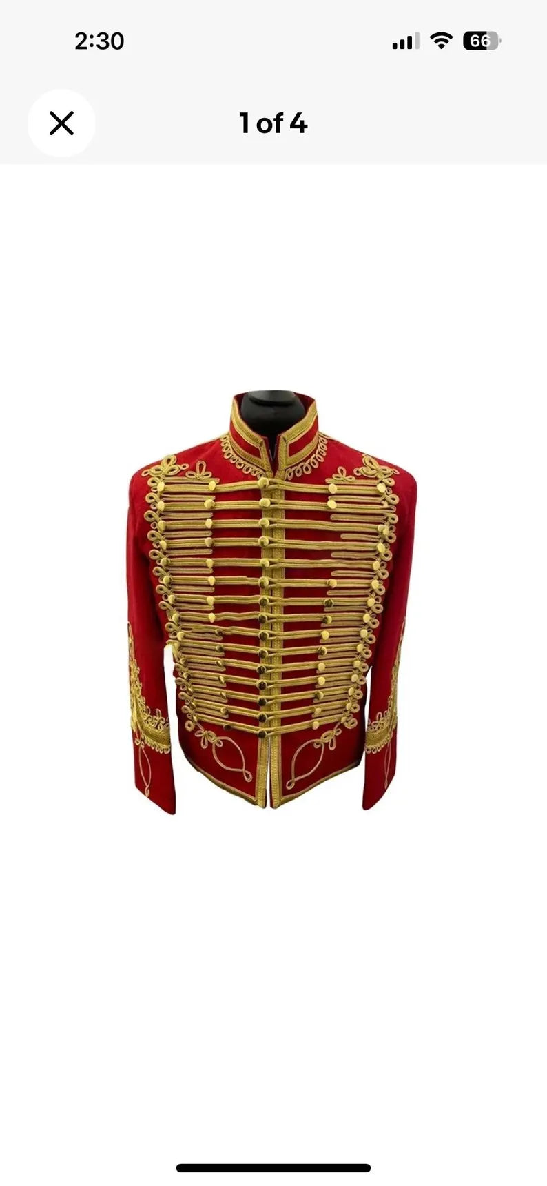 Men’s Red Military Uniform Napoleonic Tunic Pelisse Jimi Hendrix Hussar Jacket Men’s