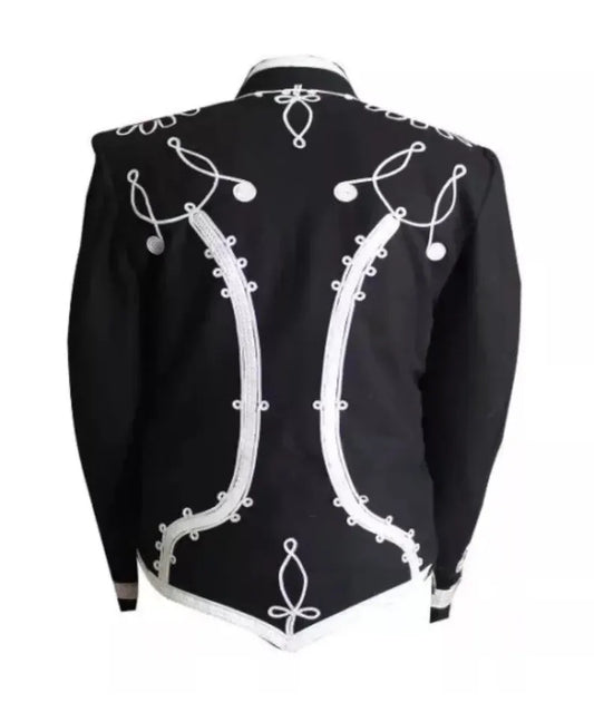 Men's Black Wool Hussar Jacket: Military Napoleonic Uniform