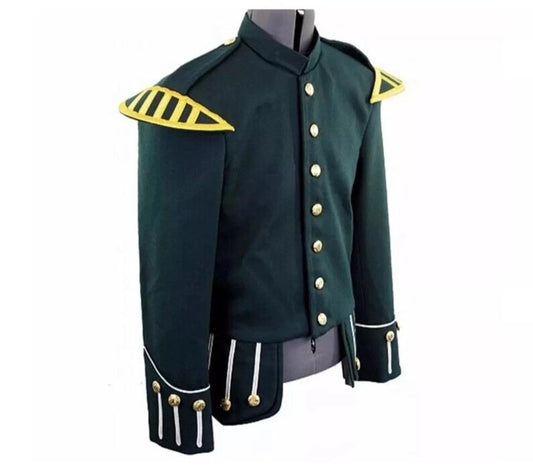 Men’s Scottish Green Wool Doublet Kilt Jacket Military Uniform Doublelet Jacket